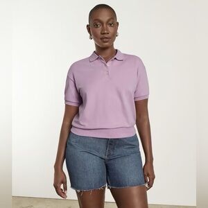 Everlane Polo Shirt Top Oversize Fit Short Sleeve Mauve Small NWT Organic Cotton